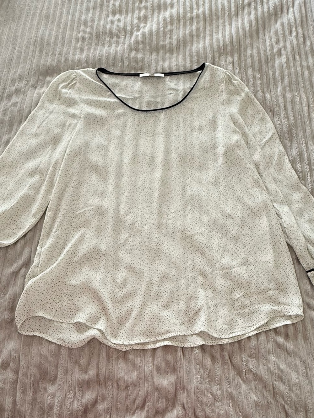 LOFT Cream Blouse with Black Trim